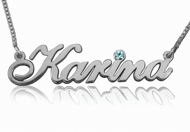 Karina Style Name Necklace with Crystal Birthstone
