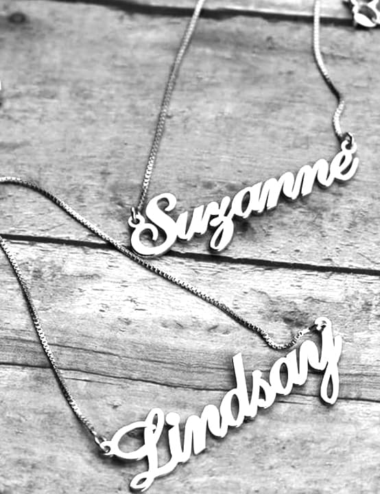 Cursive Style Silver Name Necklace (Lindsay), view 3