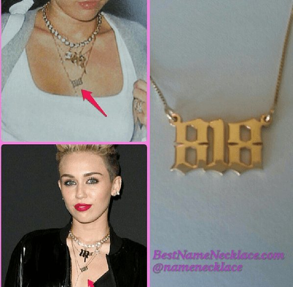 As Featured On: On Air with Ryan Seacrest Old English Name Necklace, Worn By Miley Cyrus 818 Necklace, view 3