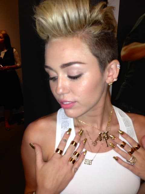 As Featured On: On Air with Ryan Seacrest Old English Name Necklace, Worn By Miley Cyrus 818 Necklace, view 4