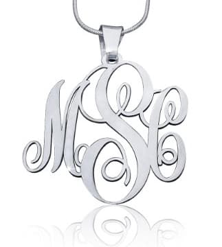 Monogram Necklace Script Style Initials