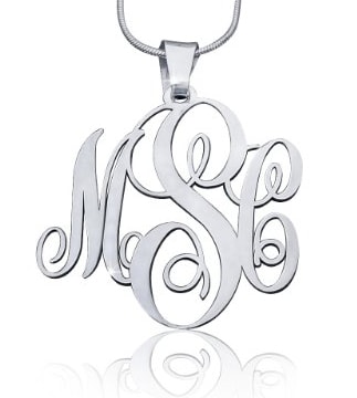 Monogram Necklace Script Style Initials