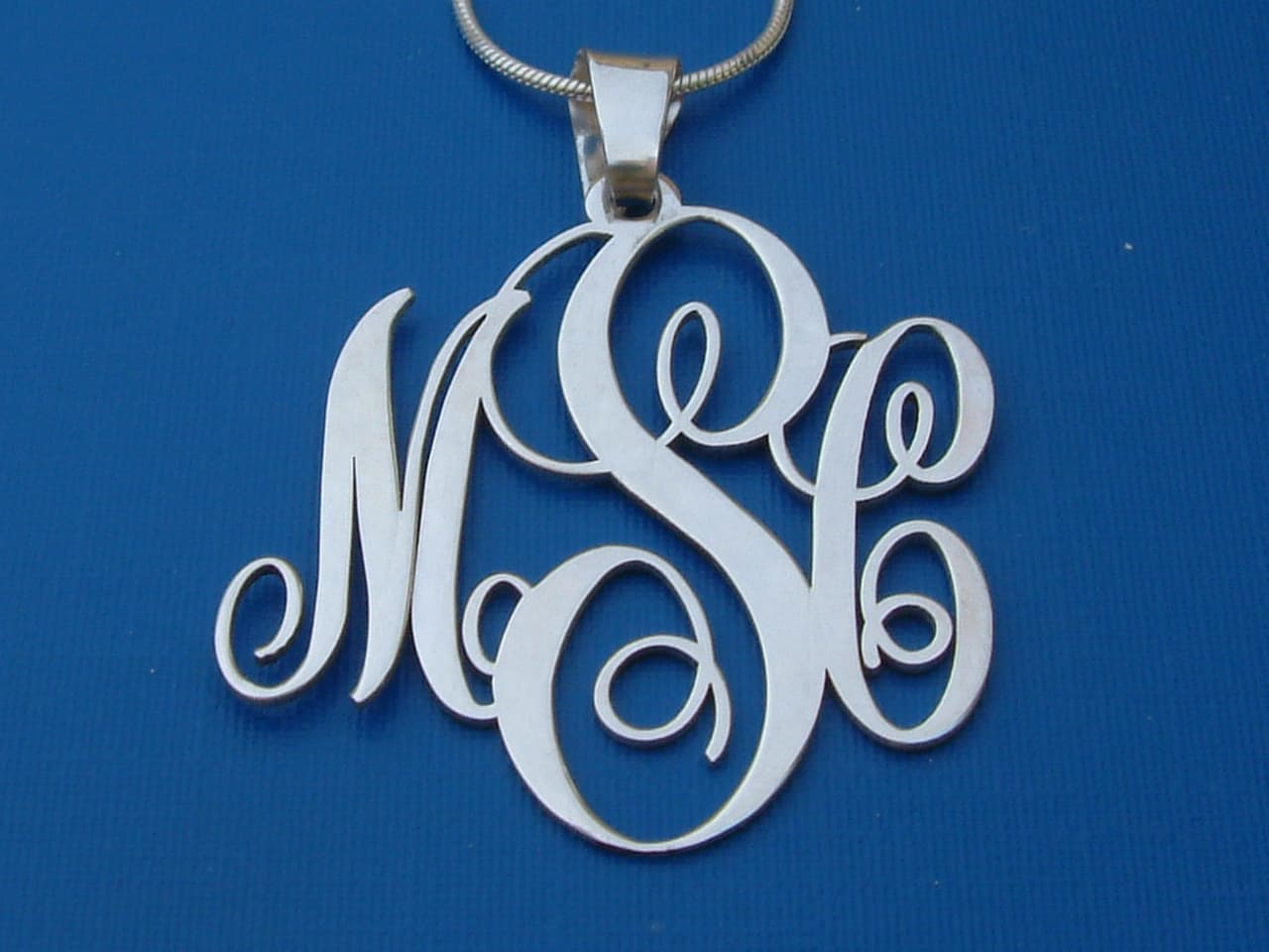Monogram Necklace Script Style Initials, view 3
