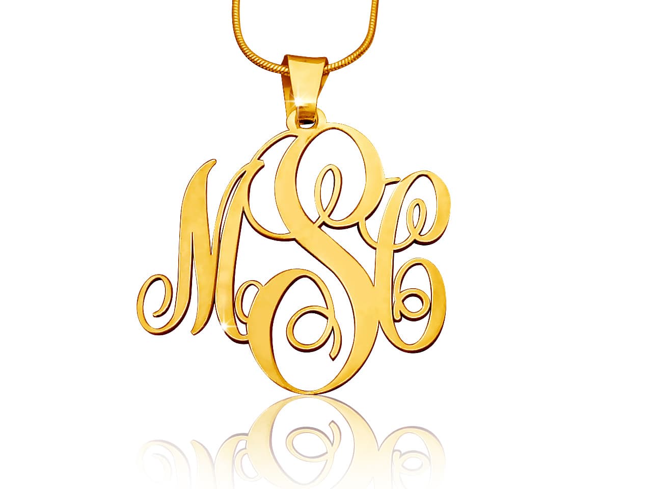 Monogram Necklace Script Style Initials, view 4
