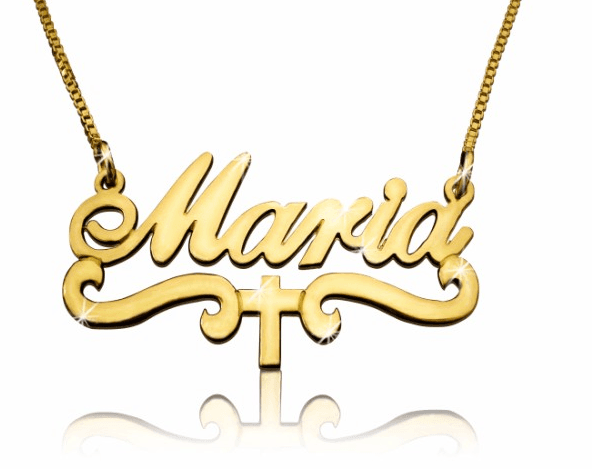 Cross Name Necklace, in Silver or Gold Plated, view 3