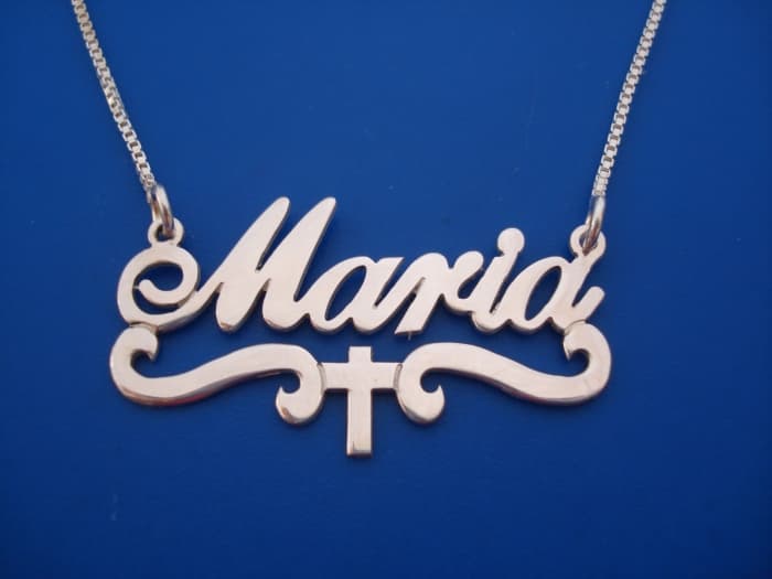 Cross Name Necklace, in Silver or Gold Plated, view 4