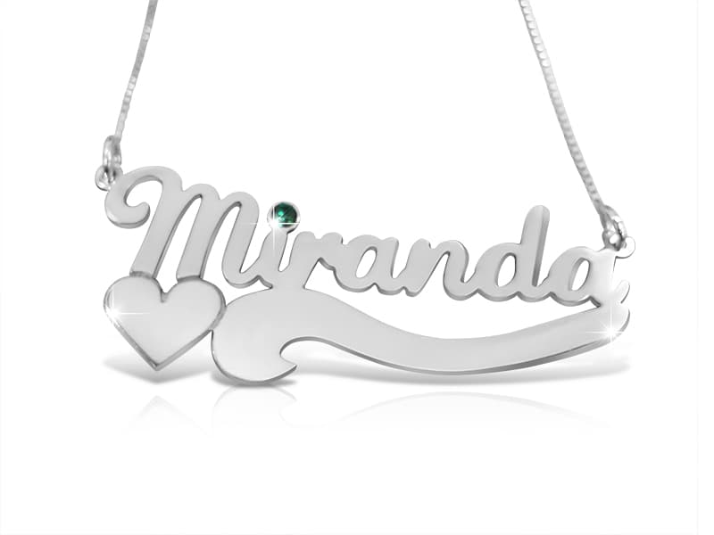 Nicole Style Name Necklace with Heart and Crystal