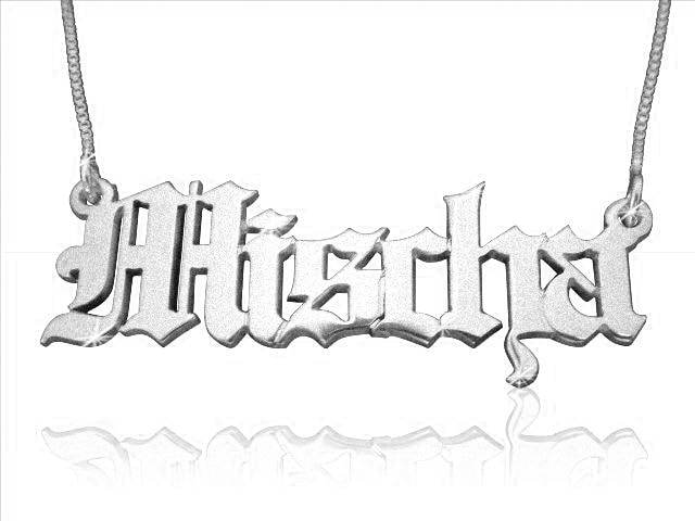Old English Silver Name Necklace