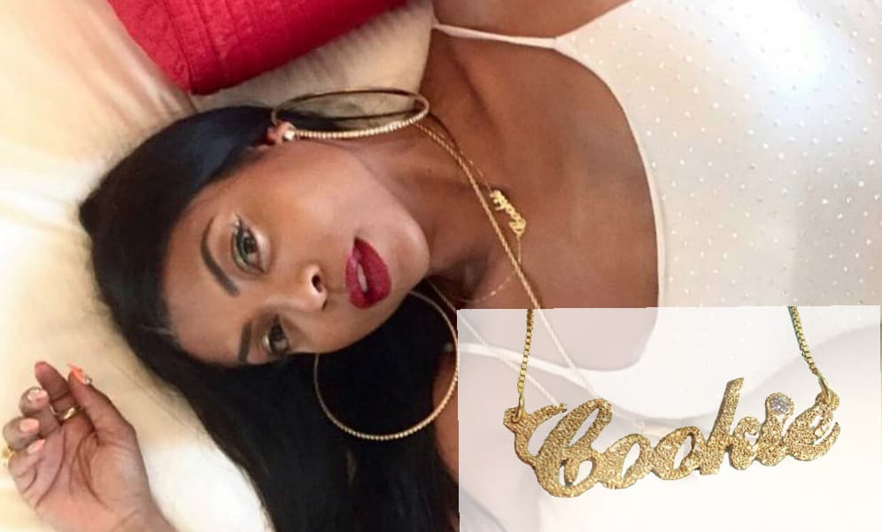 Personalized Sparkling Gold Plated Name Necklace As Seen On Empire "Cookie" Necklace, view 3