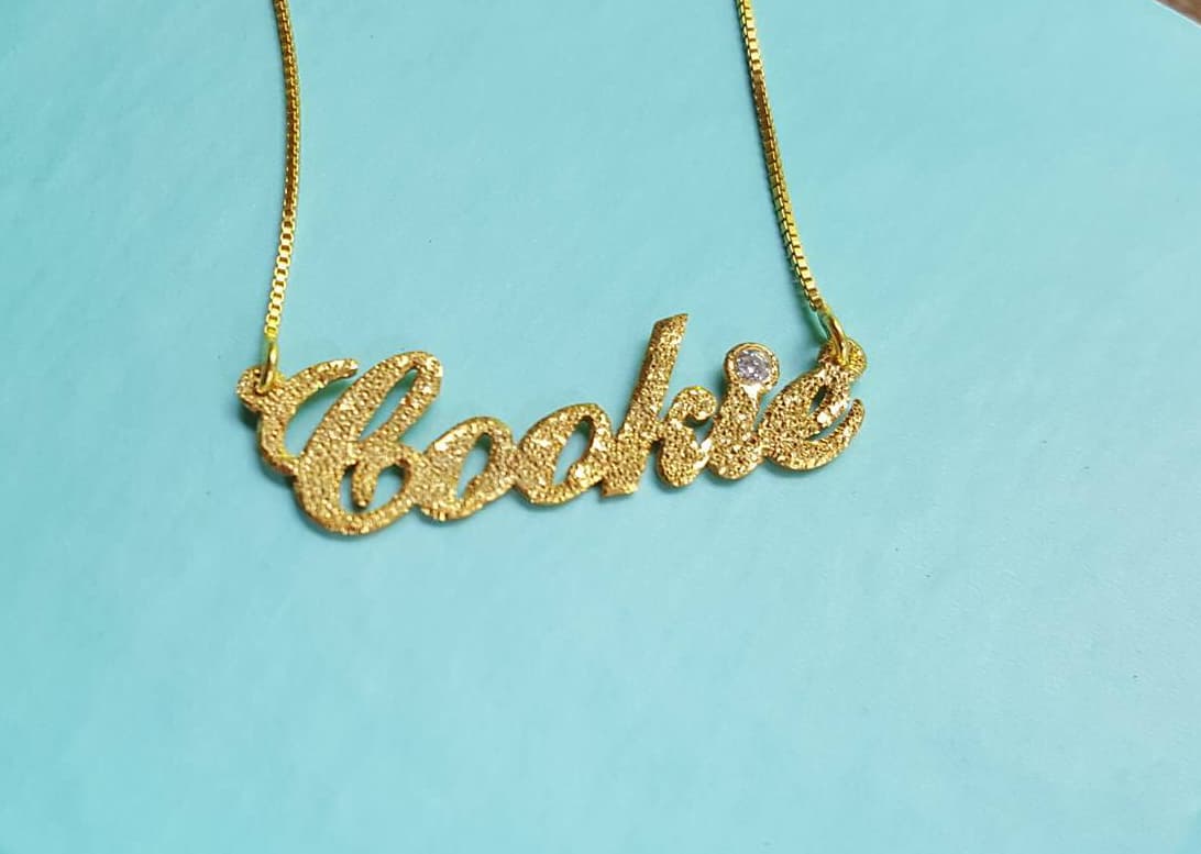 Personalized Sparkling Gold Plated Name Necklace As Seen On Empire "Cookie" Necklace, view 5