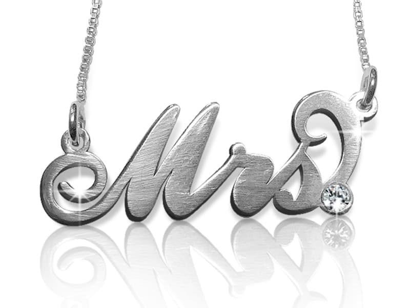 Mrs. Carrie Name Necklace with Swarovski Crystal