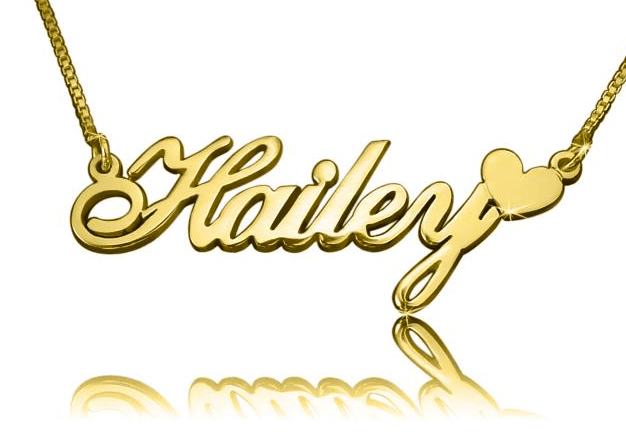 Hailey Gold Name Necklace with Heart