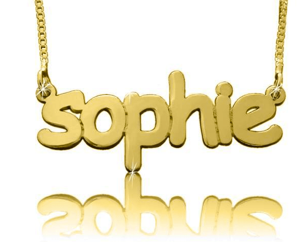 Comic Print Gold Name Necklace