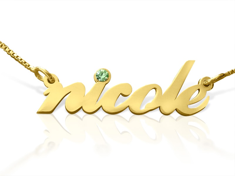All Lowercase Name Necklace with Swarovski Birthstone Crystal