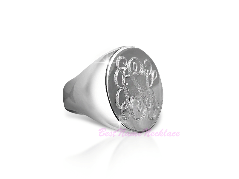 Monogram Ring Engraved Oval, view 4