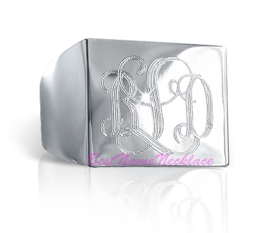 Monogram Ring Engraved Square