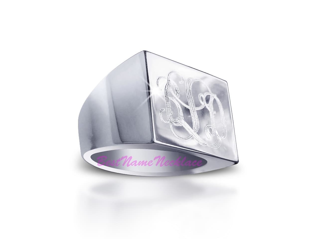Monogram Ring Engraved Square, view 3