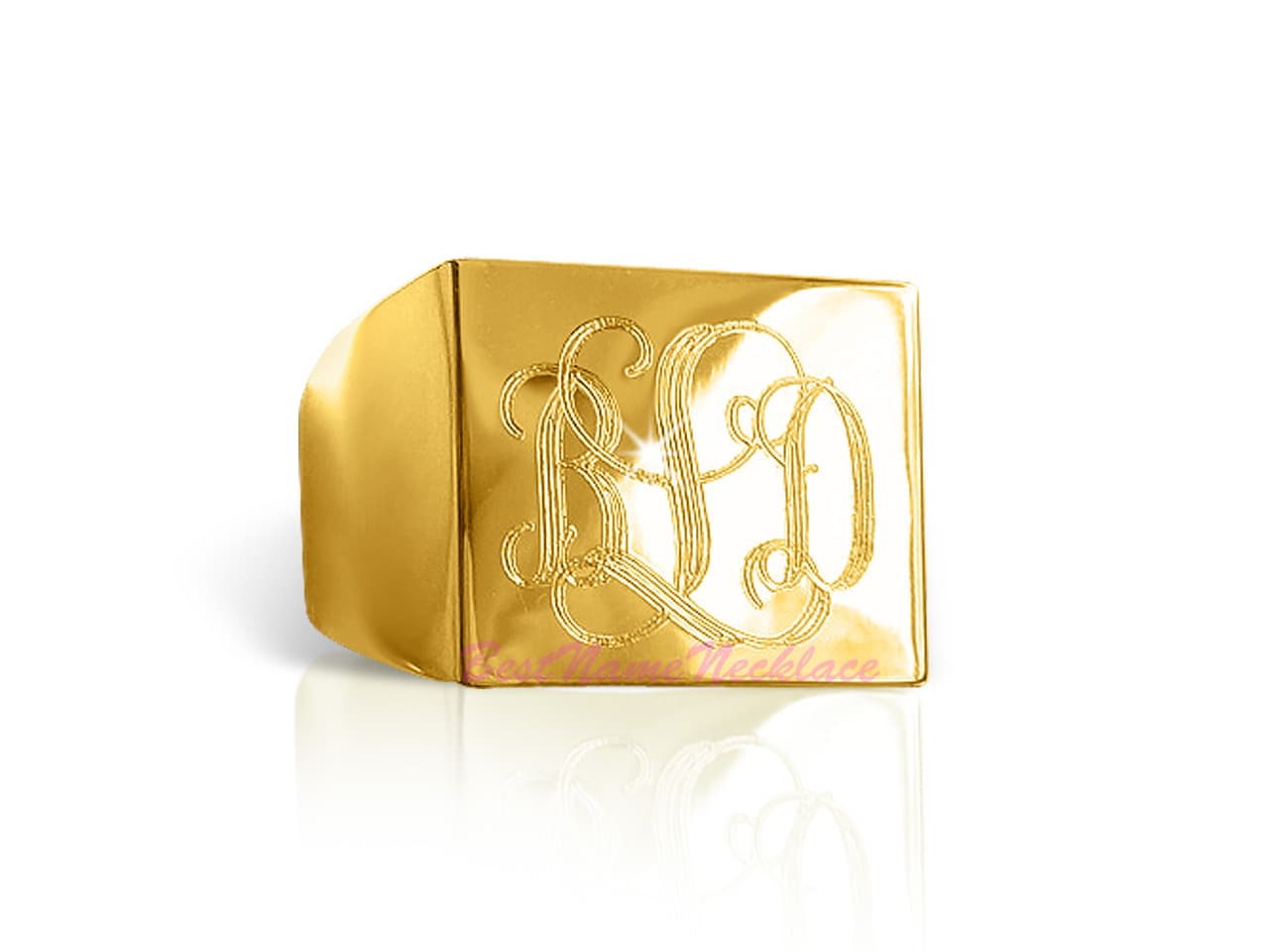 Monogram Ring Engraved Square, view 4
