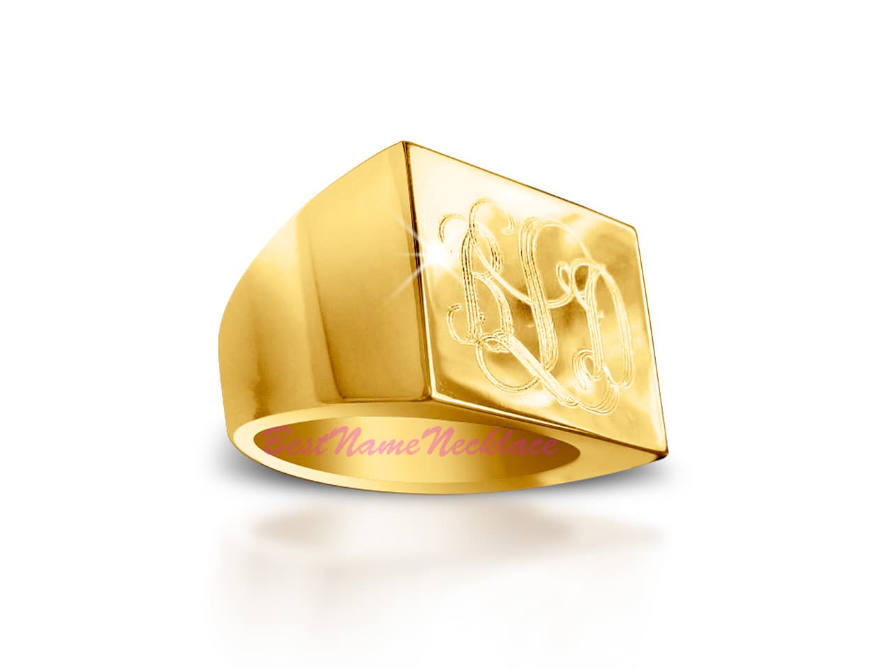 Monogram Ring Engraved Square, view 5