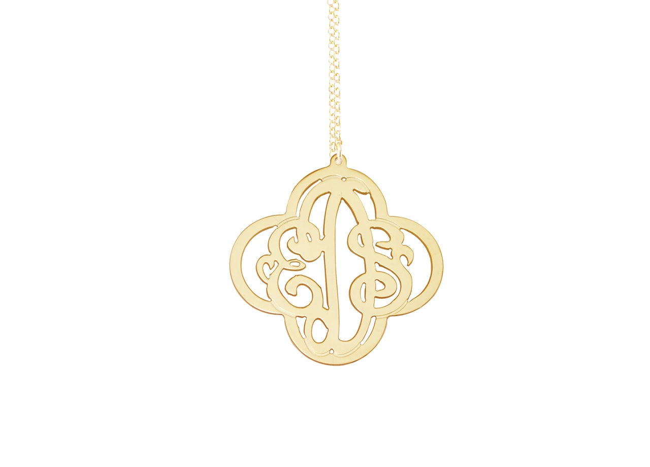 Cross Monogram Necklace, Monogrammed Necklace