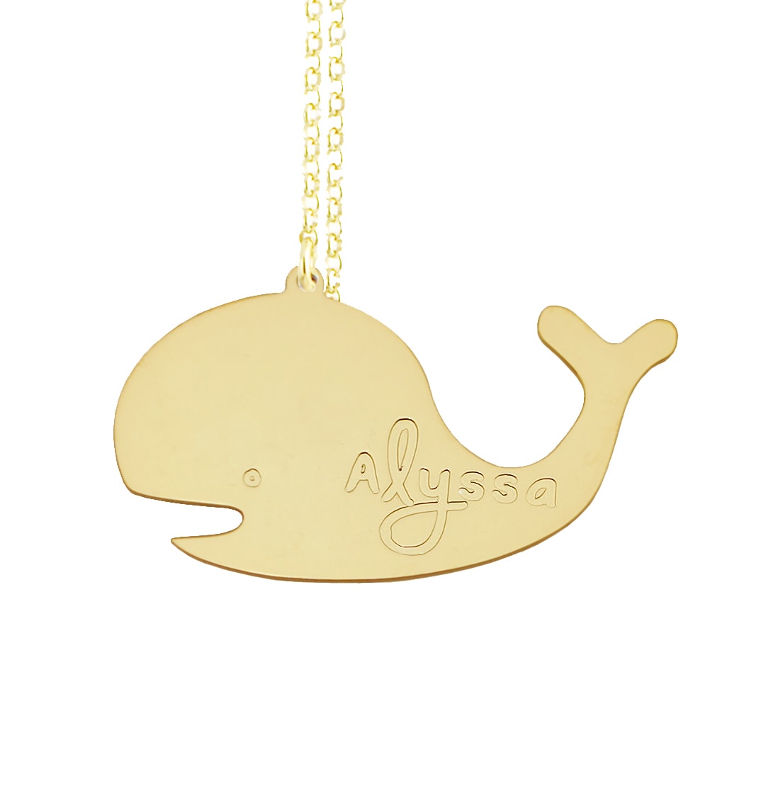 Engraved Whale Name Pendant Necklace