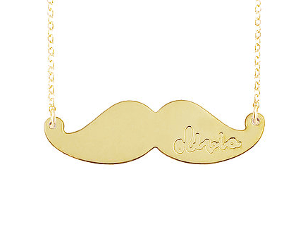 Engraved Moustache Name Pendant Necklace