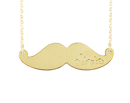 Engraved Moustache Name Pendant Necklace