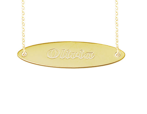 Engraved Nameplate Bar Necklace Surf Style