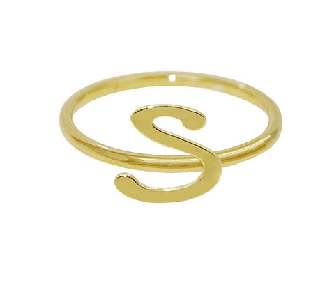 Initial Ring Script Style- Stackable Ring, view 3