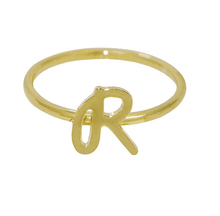 Initial Ring Free Hand Style -Stackable Ring, view 3
