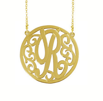 Circle Interlocking Monogram Necklace, view 3