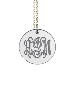 Engraved Disc Monogram Necklace Black Ink
