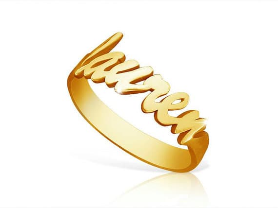 Cursive Name Ring Personalized Name Ring, view 3