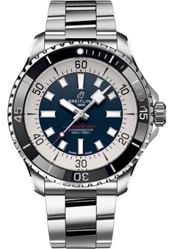 Breitling Superocean Automatic Blue Dial on Stainless Steel Bracelet Ref. A17376211C1A1 with Card 2026 — 44mm Stainless Steel case, Blue dial, Stainless Steel Bracelet bracelet. Like New, 2026. LIKE NEW WITH OG BOX & CARD.
MSRP=5900
Minor Scratches on Buckle.