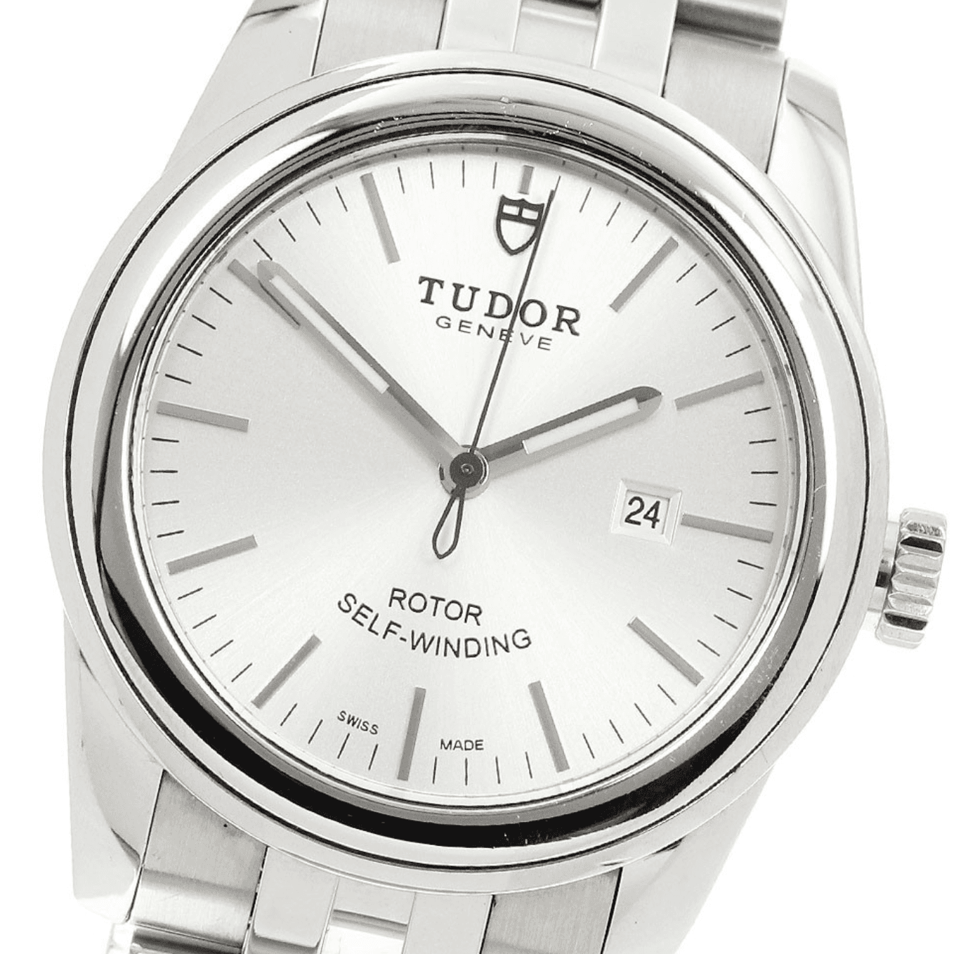 Tudor Glamour Date Silver Dial on Stainless Steel Bracelet Ref. 53000 — 31mm Stainless Steel case, Silver dial, Stainless Steel Bracelet bracelet. Good.