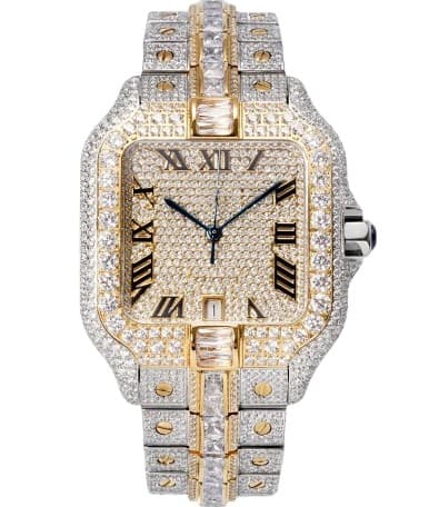 Cartier Santos WSSA0030 — 40mm Stainless Steel case, Roman Diamond dial, Cartier Diamond bracelet. Mint. Iced Out.