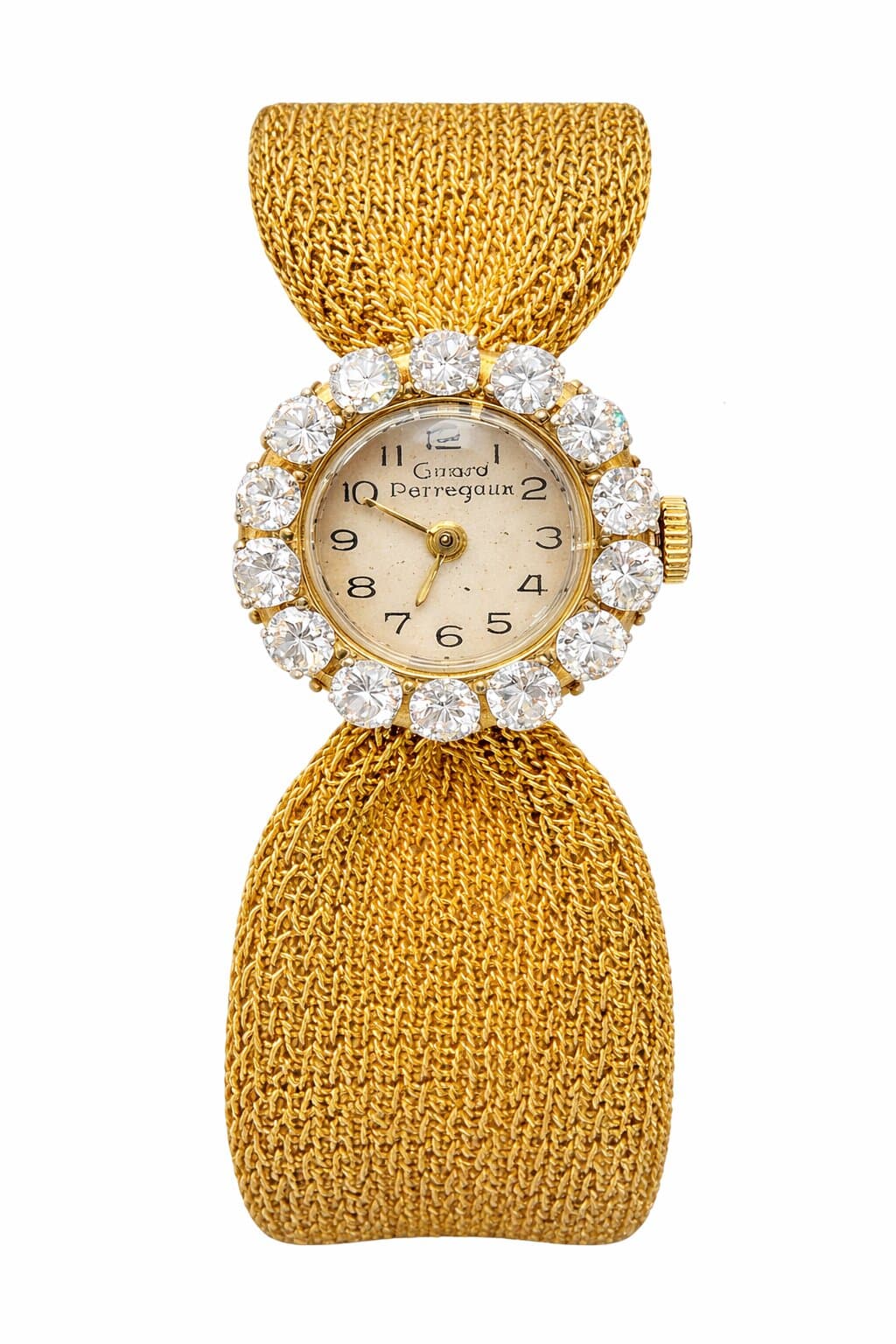 Girard-Perregaux Cocktail — 15.5mm 18K Yellow Gold case, White dial, 18 YG Mesh bracelet. Pre-Owned. Naked.