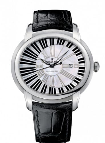 Audemars Piguet Millenary 15325BC.OO.D102CR.01 — 41mm 18K White Gold case, White dial, Black Leather Strap bracelet. Pre-Owned. Naked.
