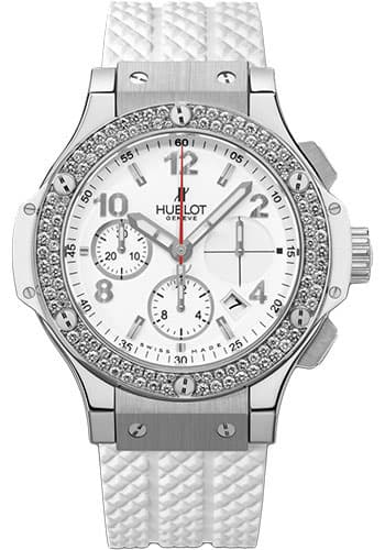 Hublot Big Bang White Dial on Rubber Strap Ref. 301.SE.230.RW.114 with Card — 44mm Stainless Steel case, White dial, Rubber Strap bracelet. Excellent. ALL ORIGINAL..