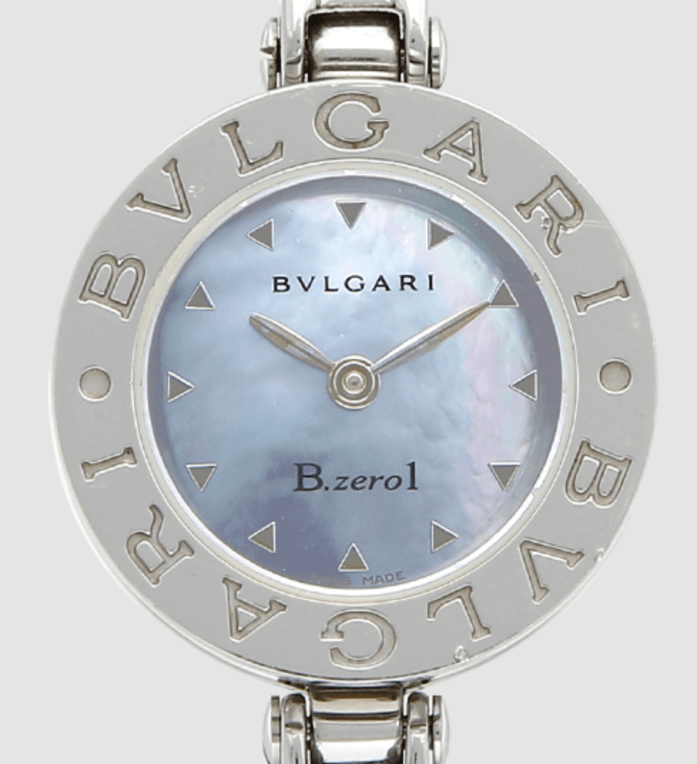 Bvlgari B.zero1 Blue MOP Dial on Stainless Steel Bracelet Ref. BZ22S — 22mm Stainless Steel case, Blue Mop dial, Stainless Steel Bracelet bracelet. Good.
