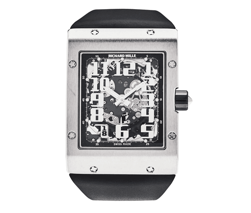 Richard Mille Extra Flat Openwork Dial on Rubber Band Ref. RM016/MON-00445 with Papers 2021 — 38mm White Gold case, Openwork dial, Rubber Band bracelet. Excellent, 2021. Travel case, Papers, Manual and Service Booklet..