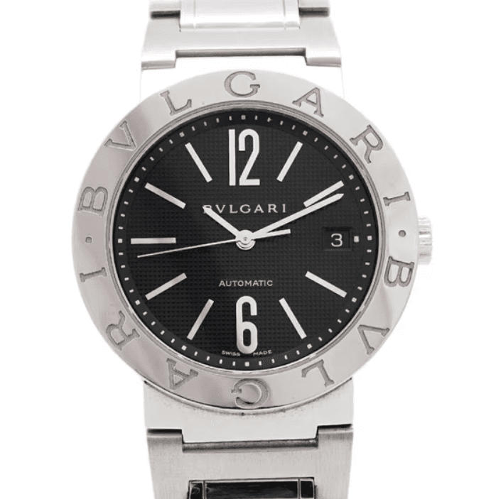 Bvlgari Bvlgari Black Dial on Stainless Steel Bracelet Ref. BB38SS — 38mm Stainless Steel case, Black dial, Stainless Steel Bracelet bracelet. Very Good.