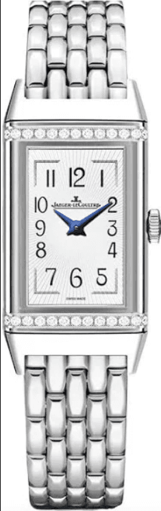 Jaeger-LeCoultre Reverso B/M White Arabic Dial on 5 Row Links Ref. 201.8.47 with Manuals Only — 20mm Stainless Steel case, White Arabic dial, 5 Row Links bracelet. Very Good. OG damaged Box & papers..