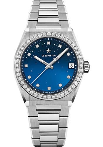 Zenith Defy Midnight Blue Dial on Bracelet Ref. 16.9200.670/01.MI001 with Card 2024 — 36mm Stainless Steel case, Blue dial, Bracelet bracelet. Excellent, 2024. OG Box-LA
MSRP: 12300
+three extra bands/straps.