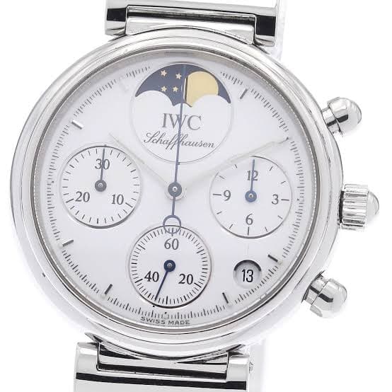 IWC Da Vinci Chronograph White Dial on Stainless Steel Bracelet Ref. IW373606 with Papers 2002 — 29mm Stainless Steel case, White dial, Stainless Steel Bracelet bracelet. Good, 2002. With Papers and Extra Links.