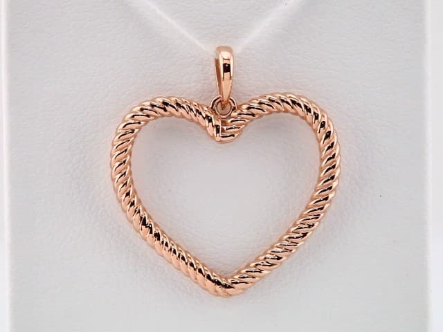 14K Rose Rope Heart Pendant, view 4