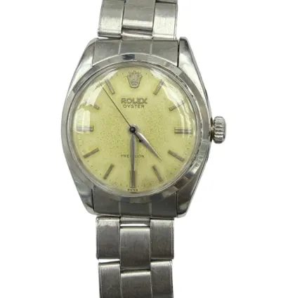 Rolex Oyster Precision 6422 — 34mm Stainless Steel case, Pale Yellow dial, Oyster bracelet. Pre-Owned. Naked.
