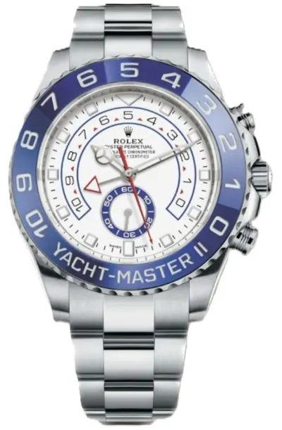 Rolex Yacht-Master II 116680 — 44mm Stainless Steel case, White dial, Oyster bracelet. Very Good, 2020. Mercedes Hand.
