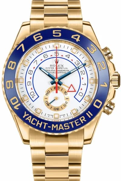 Rolex Yacht-Master II 116688 — 44mm 18K Yellow Gold case, White dial, 18K YG Oyster bracelet. Pre-Owned, 2013.