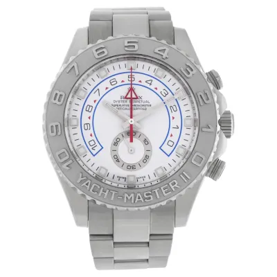 Rolex Yacht-Master II 116689 — 44mm 18K White Gold case, White dial, 18K WG Oyster bracelet. Pre-Owned. Naked.